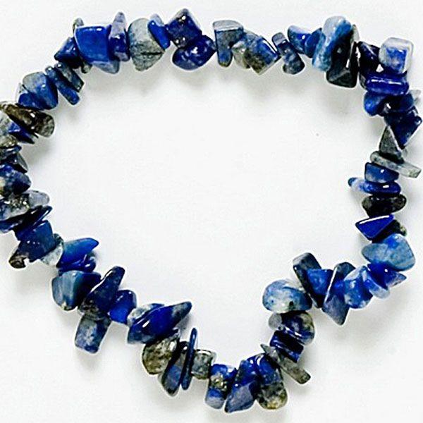 Pulsera Piedra Semipreciosa Lapislazuli Buena Suerte (Elástica)