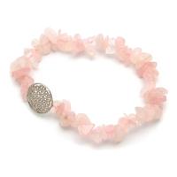 Pulsera Cuarzo Rosa con Amuleto Flor de la Vida (Chip-Elastica)