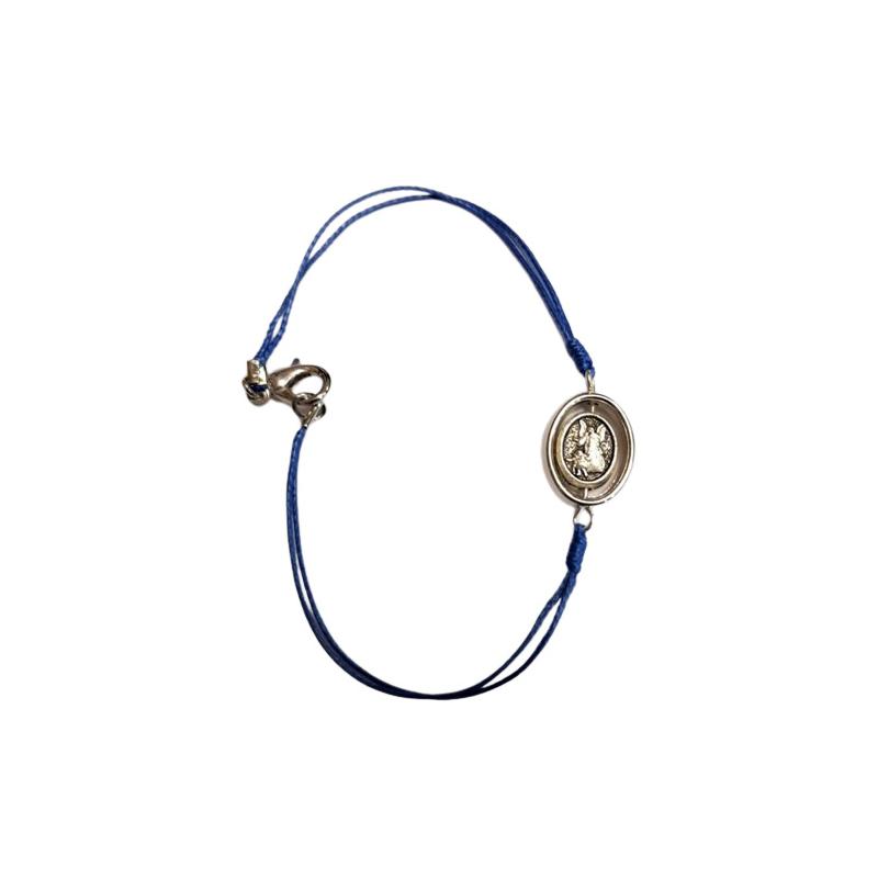 Pulsera Cuerda Arcangel San Miguel y Angel de la Guarda - Centro Giratorio (Azul)