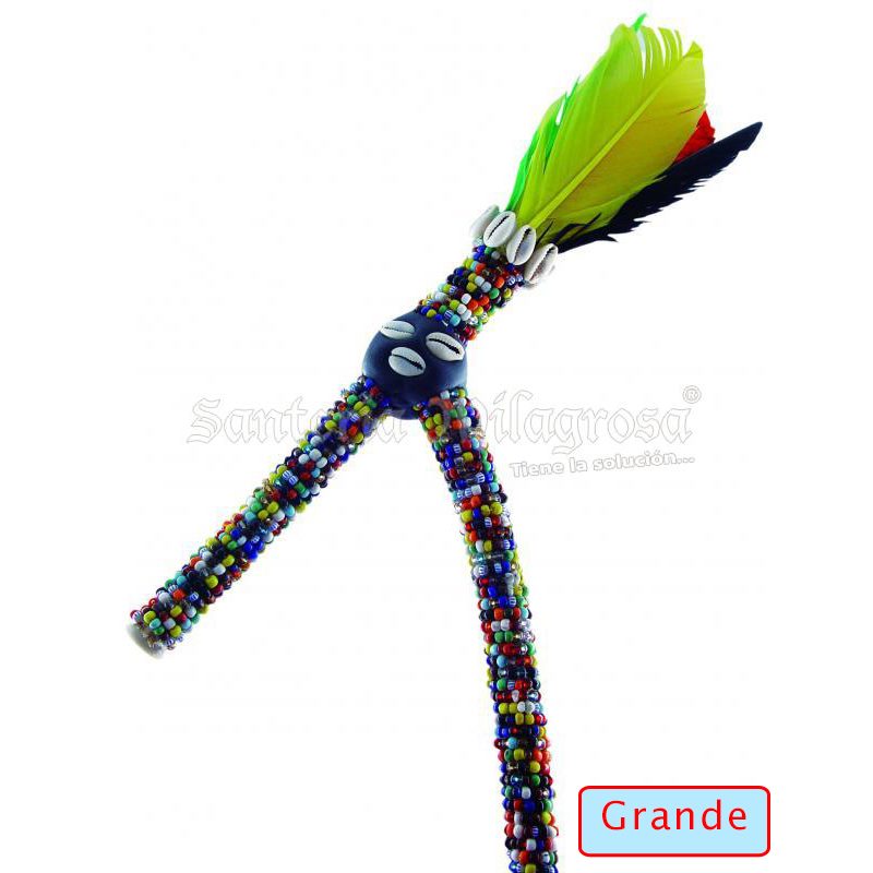 Sant. Garabato 7 Potencias Forrado cuentas/plumas grande "Mod.B" (60 a 70 cm)