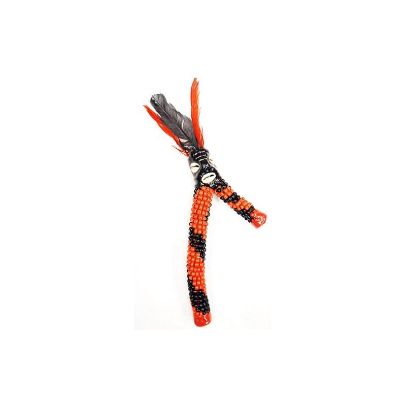 Sant. Garabato Eleggua Forrado cuentas/plumas Mini (15 a 18 cm)