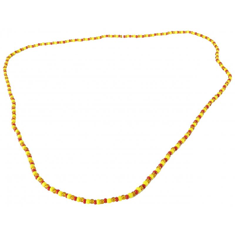 Collar Santeria Ochun Camino (Amar. Naranja Cr-Rojo) (1 V) Premium (90 cm)