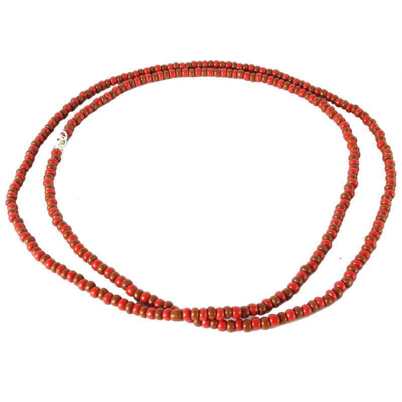 Collar Santeria Oya (1 x 1 Marron -Rojo. ) (1 V) Premium (110 cm)