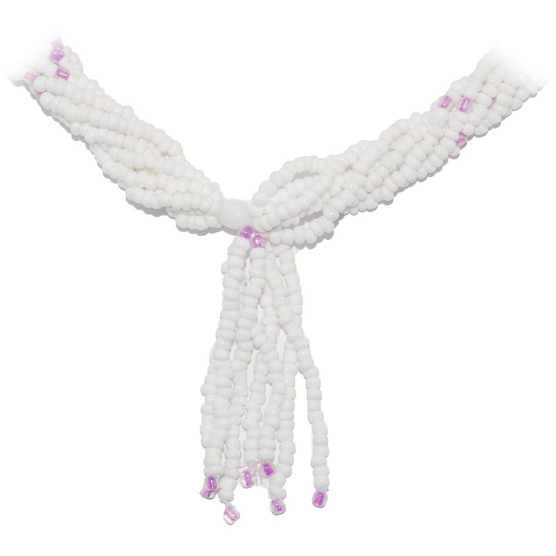 Collar Santeria Mazo Obatala Obamoro (Simple) (Blanco-Lila)  (140 a 160 cm)