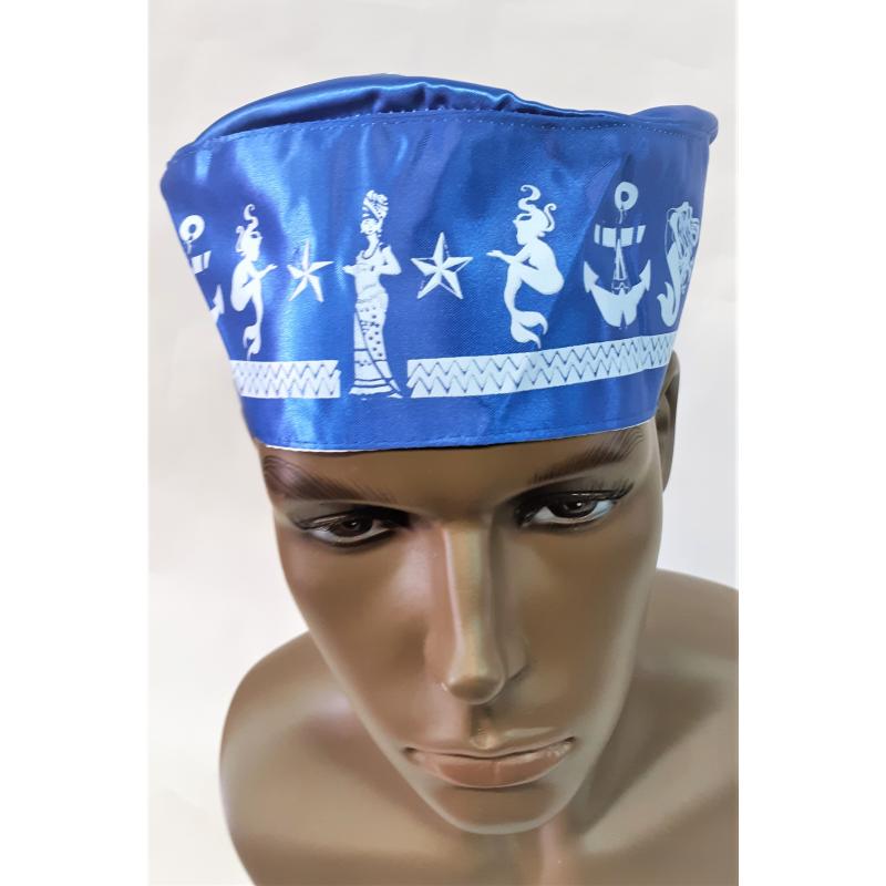 Gorro Santero Dibujos Yemanja 54 cm Elastico (Azul)(Dibujos Impresos)