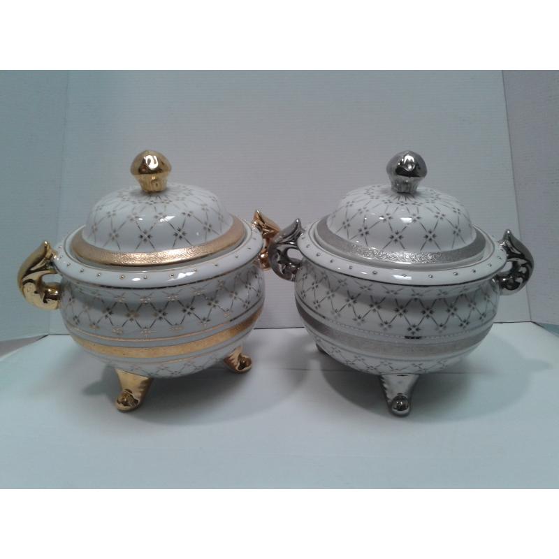Sopera Ceramica Bombonera 3 Apoyos 25 x 25 cm Blanca (Obatala)