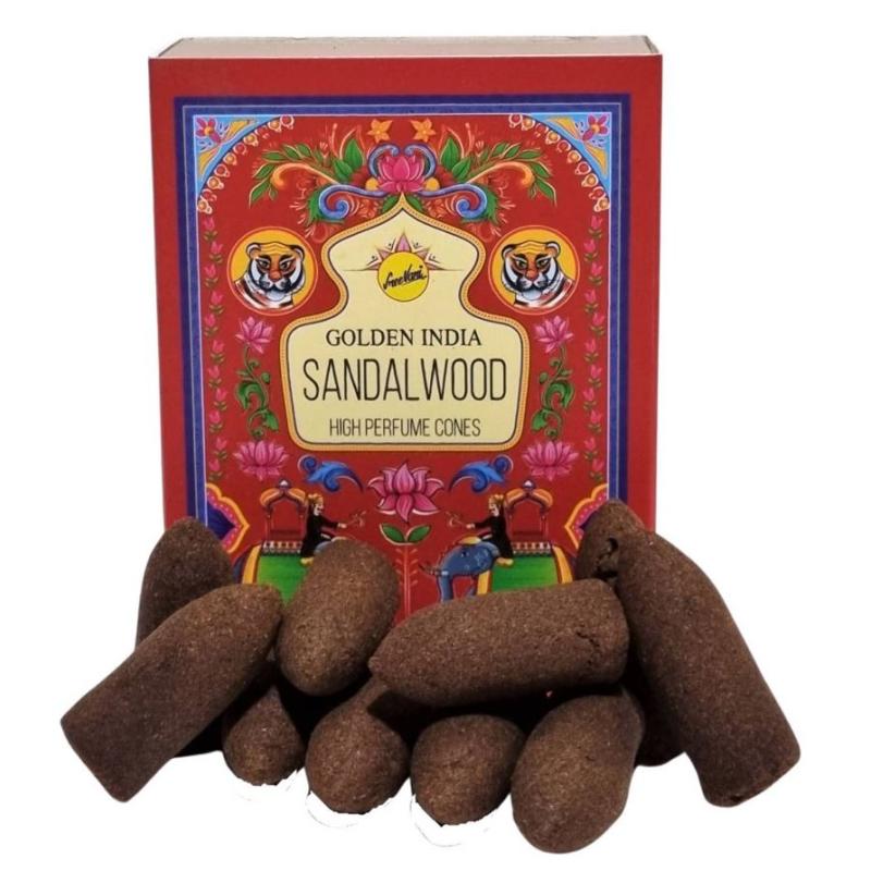 Cono refllujo Golden Indian Sandalwood-Sandalo (10 conos-37g) (Sree Vani) (P12)