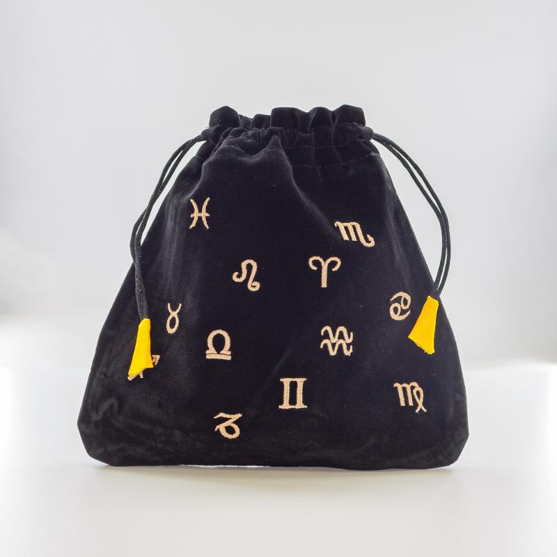 Bolsa Tarot Terciopelo Negro 20,5 x 20 cm (Motivo Astrologico) *