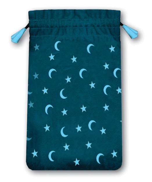 Bolsa Tarot Mini Estrellas y Lunas - Terciopelo 13,5 x 8,5 cm (azul)