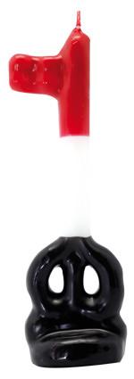 Vela Forma Llave San Cipriano 16 cm (Rojo-Blanco-Negro)