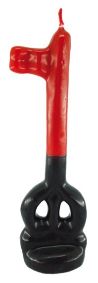 Vela Forma Llave Eleggua 16 cm (Roja-Negra)