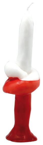 Vela Forma Nudo Chango 20 cm (Blanco-Rojo)