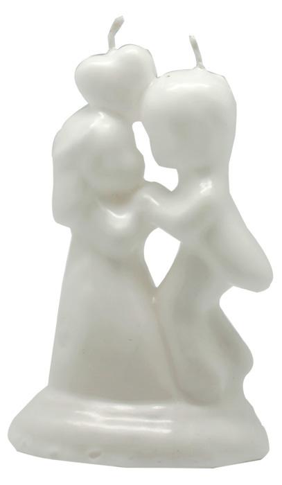 Vela Forma Parejita Niños c/ Corazon 13 cm (Blanco)