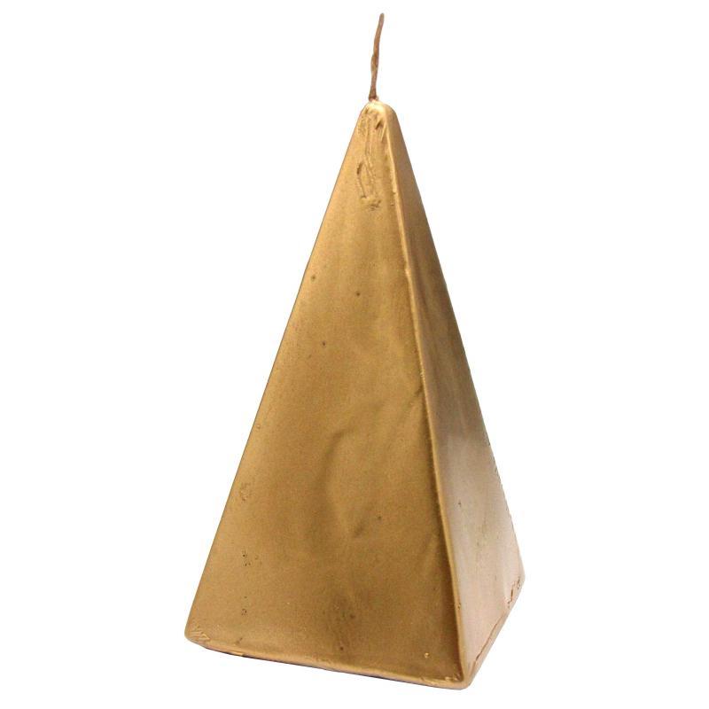 Vela Forma Piramide Mediana 13 cm (Dorado)