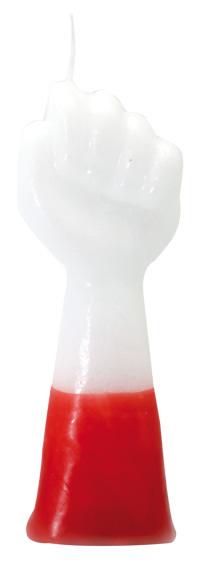 Vela Forma Puño Chango 12 cm (Blanco-Rojo)