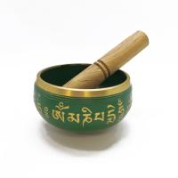 Cuenco tibetano laton verde c/ acabados dorados Ø 10,5 cm -...