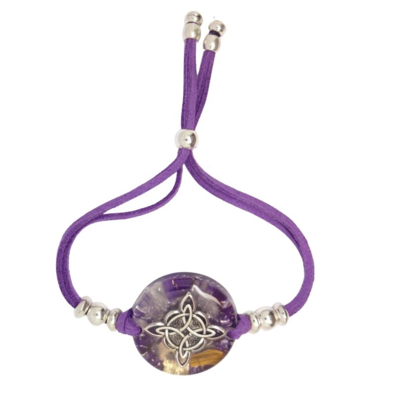 Pulsera Orgon Nudo de Bruja Morado (3,2 cm Ajustable)