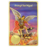 Estampa con Medalla grabada San Miguel Arcangel 6 x 9 cm.