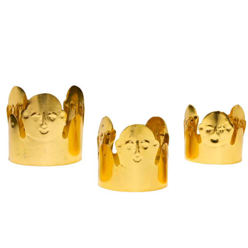 Sant. Set de 3 Coronas Doradas Eleggua 4 / 4,5 / 5 cm (Basica)
