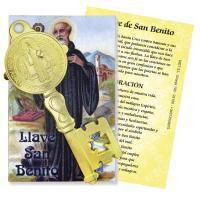 Amuleto Llave San Benito Grande Dorada con oracion (13 x 4.5...