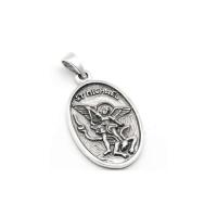 Amuleto Plata Medalla  Arcangel Miguel y Angel de la Guarda