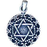 Amuleto Plata Estrella David Circulo Labrado 1.9 x 1.9 cm (HAS)