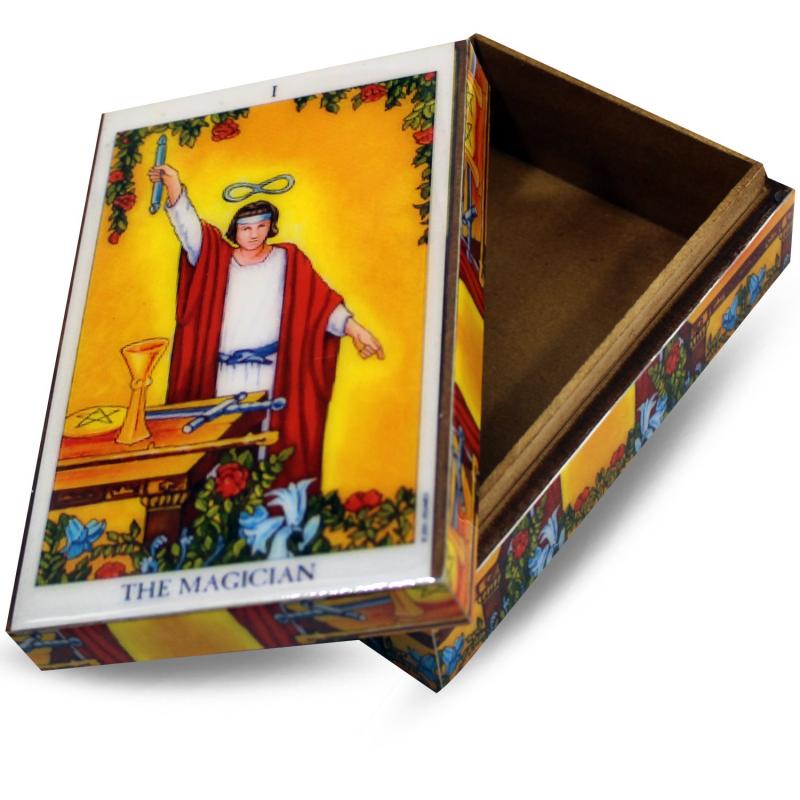 Caja Tarot Madera El Mago 16 x 10 x 6 cm (Rider Waite)(Marcas del Barniz en la Imagen)