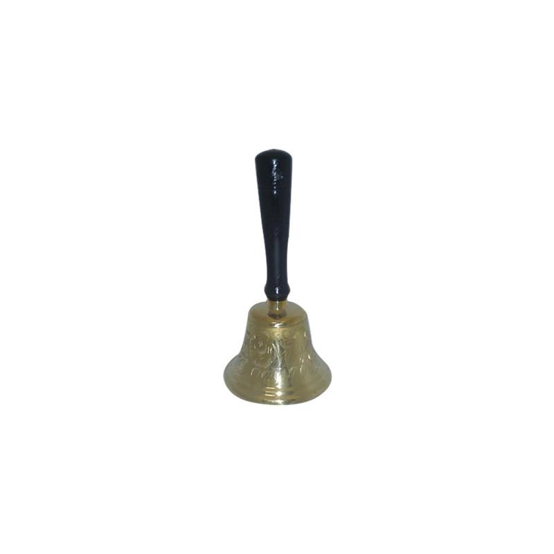 Campana Bronce Grabada 18 x 8 cm (pequeña) (Mango Madera Negro)