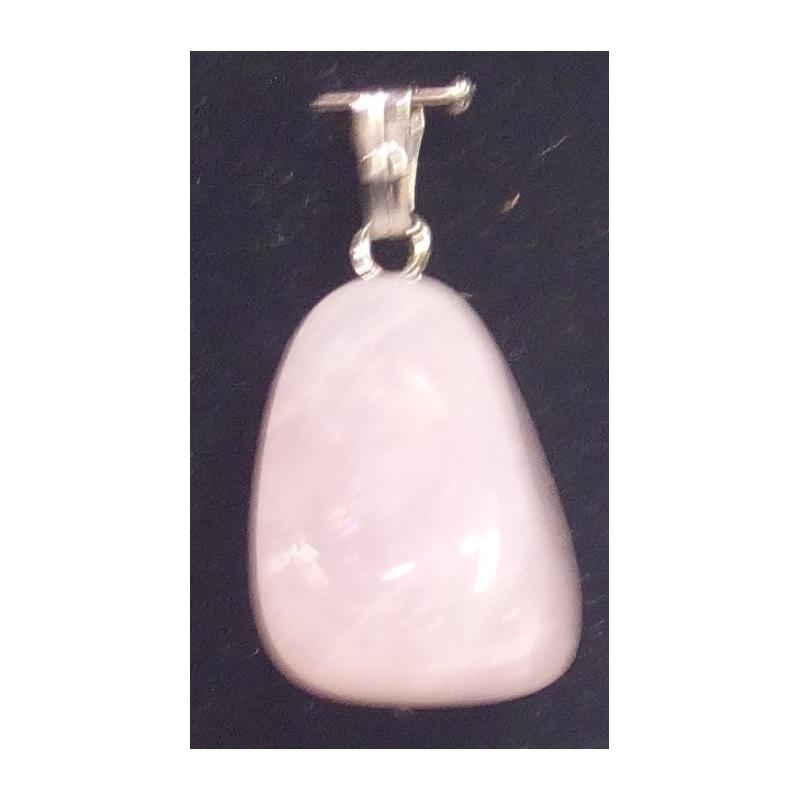 Colgante Piedra Rodada Cuarzo Rosa (Engarce F. Plateado)(Tauro)