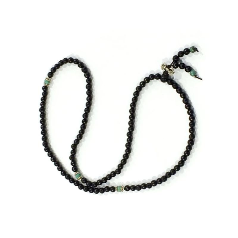 Collar Tibetano Mala Negra (36 cm - Bola 8 mm)