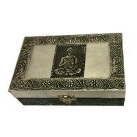 Caja Grabada Metal Buda Artesanal 20 x 13 x 7