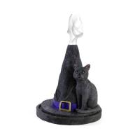 Quemador Cono Sombrero Bruja y Gato Negro 12 x 10 cm