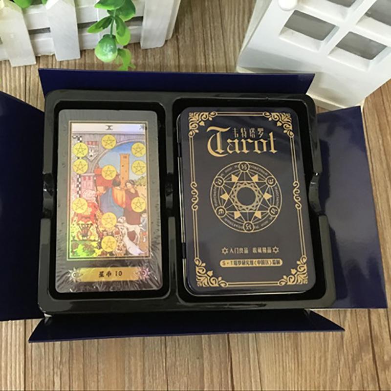 Tarot coleccion Rider Waite impresion Foil caja metal- Reproduccion China - (EN-CHINO) 2017 - 1017