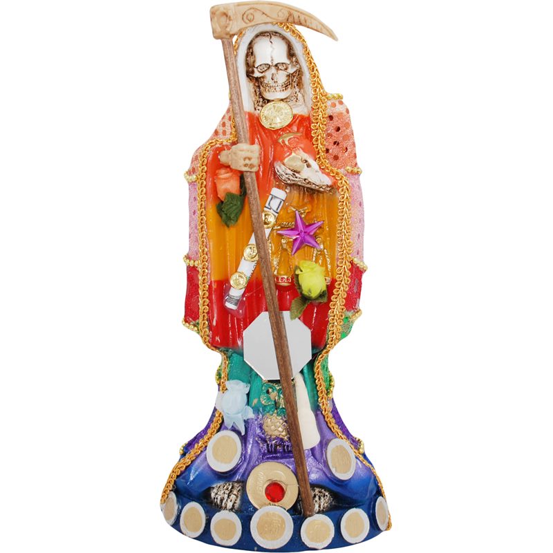 Imagen Santa Muerte Vestida 30 cm (7 Colores) (c/ Amuleto Base) Artesanal - Resina