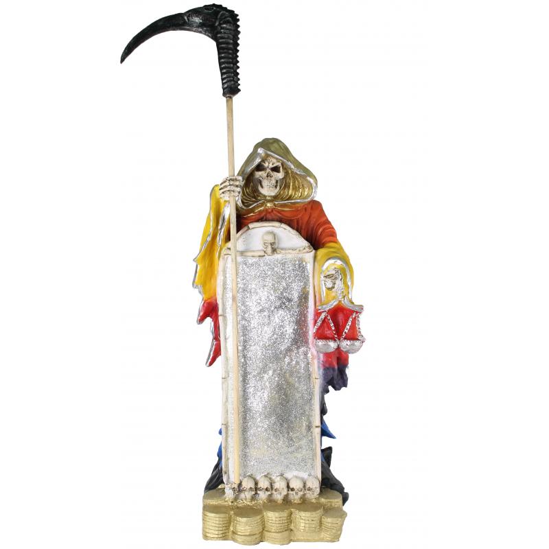 Imagen Santa Muerte Monge Espejo 65 cm (7 Colores) (c/ Amuleto Base) Artesanal pude Variar el Color y la Forma de los detalles  - Resina