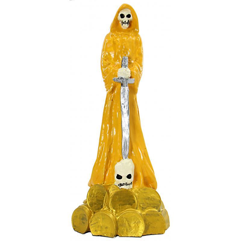 Imagen Santa Muerte Justicia c/ espada 20 cm (Amarilla)