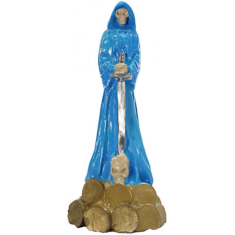 Imagen Santa Muerte Justicia c/ espada 20 cm (azul celeste)