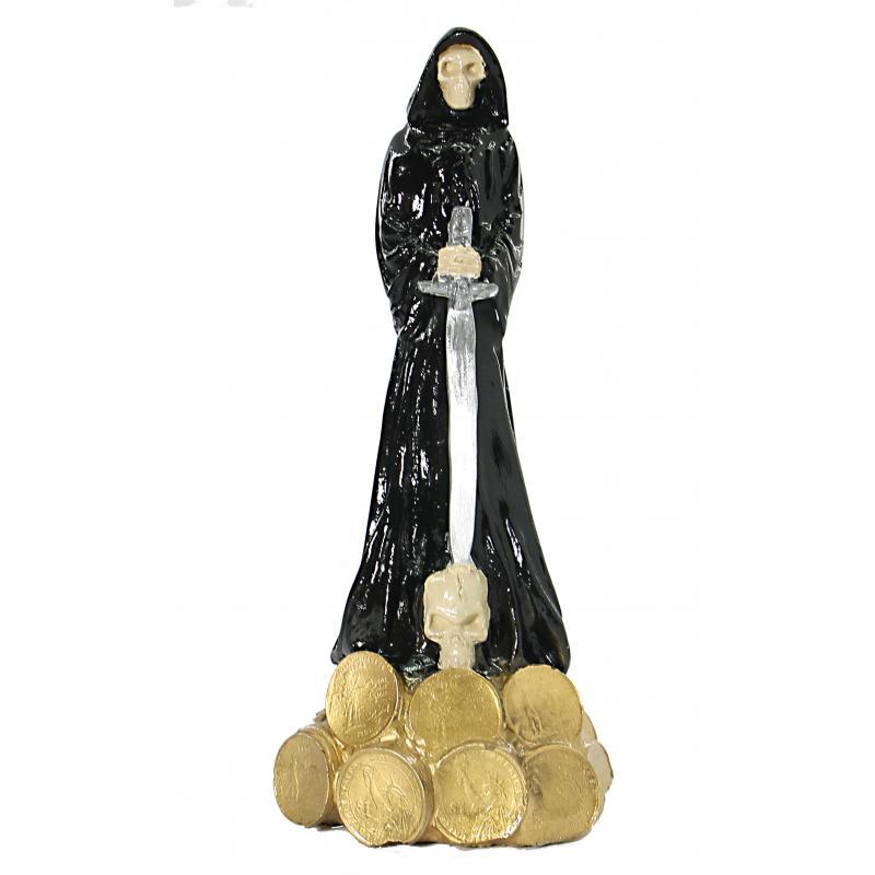Imagen Santa Muerte Justicia c/ espada 20 cm (Negra)