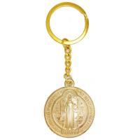 Llavero San Benito Medalla 3,4 cm (Dorado) (Reverso Cruz)