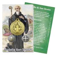 Medalla San Benito Mediana 3 cm (Dorada) (Reverso Cruz)