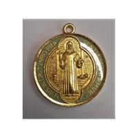 Medalla San Benito a Color, Dorada (3,1cm)