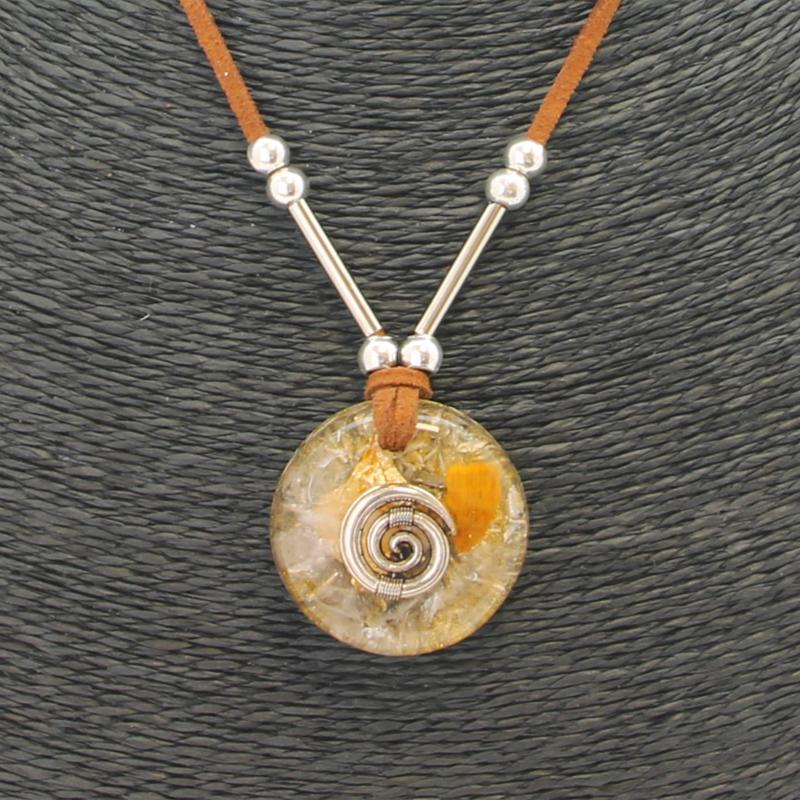 Collar Orgon Espiral Beige (3,2 cm Ajustable) Marron