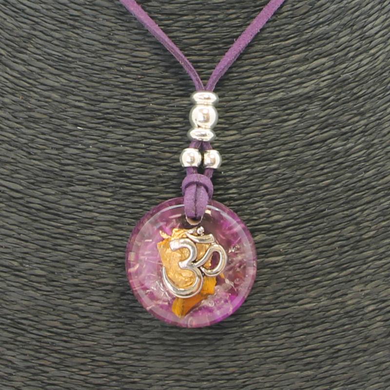 Collar Orgon Om Morado (3,2 cm Ajustable)