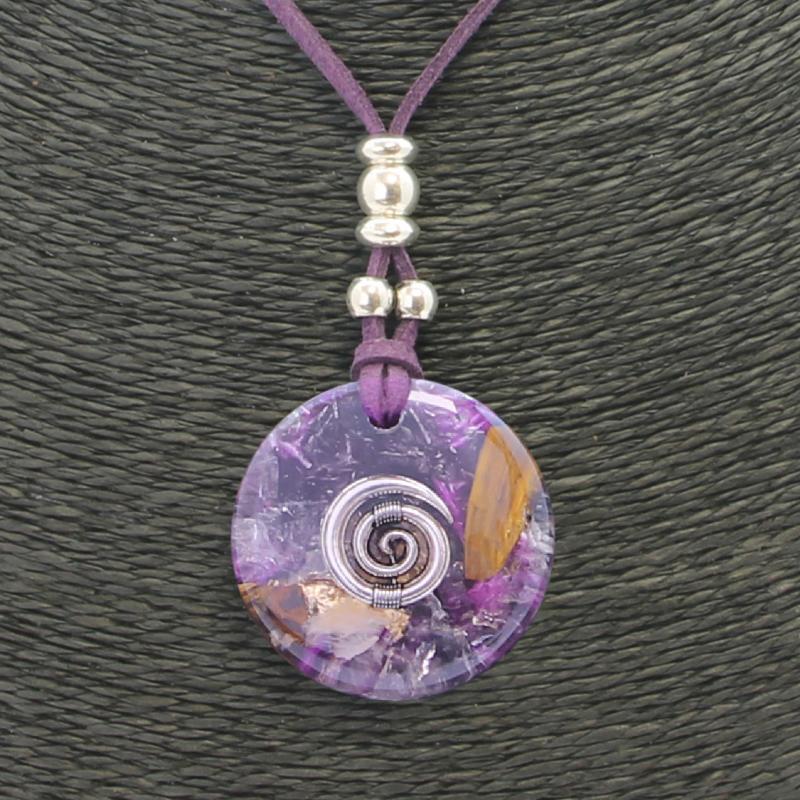 Collar Orgon Espiral Morado (3,7 cm Ajustable)