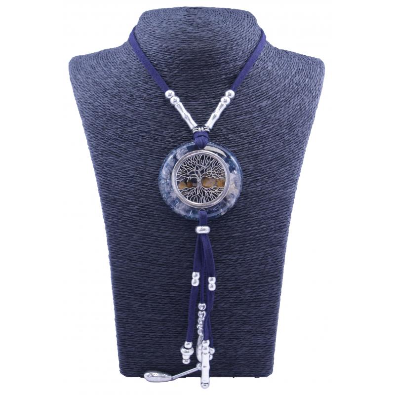 Collar Orgon Arbol de la vida Azul con Abalorios (5,4 cm Ajustable)