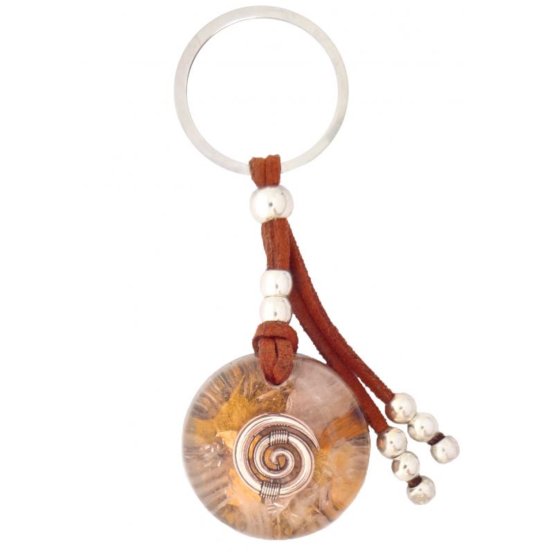 Llavero Orgon Espiral Beige Marron  (3,2 cm x 9.5 cm largo)