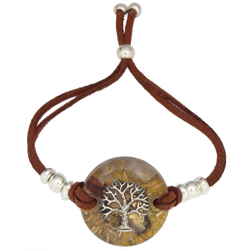 Pulsera Orgon Arbol de la Vida Beige (3,2 cm Ajustable) Marron