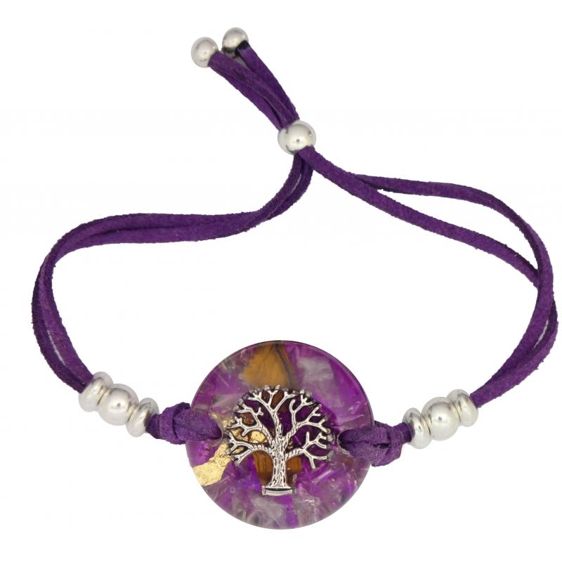 Pulsera Orgon Arbol de la Vida Morada (3,2 cm Ajustable)