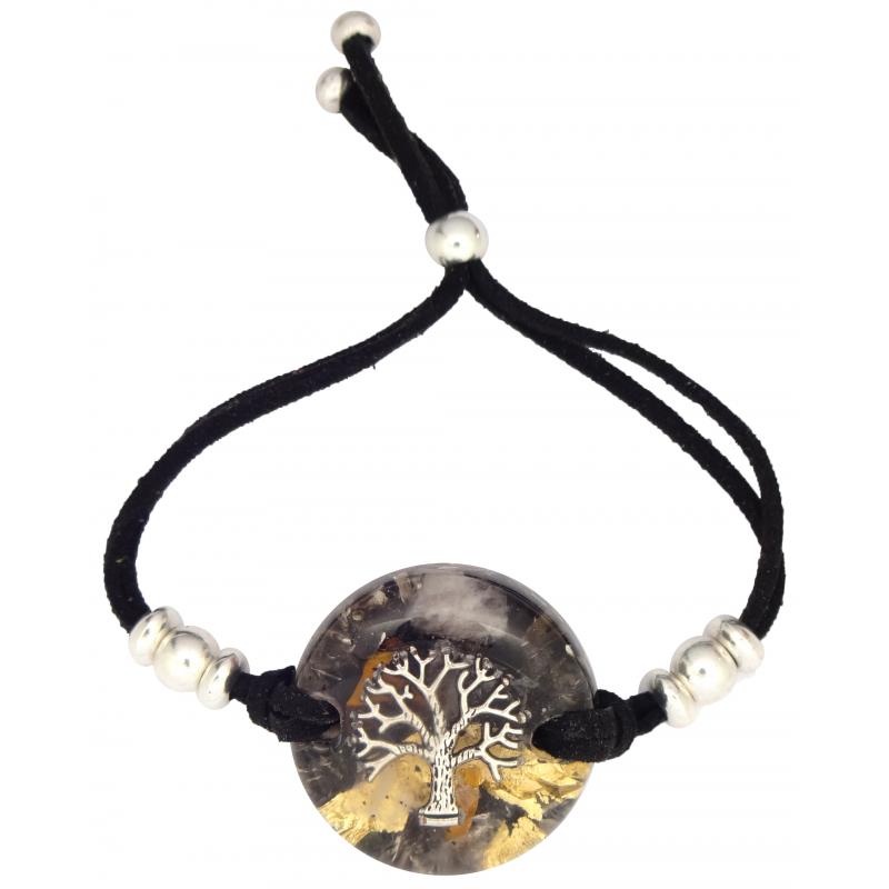 Pulsera Orgon Arbol de la Vida Negro (3,2 cm Ajustable)