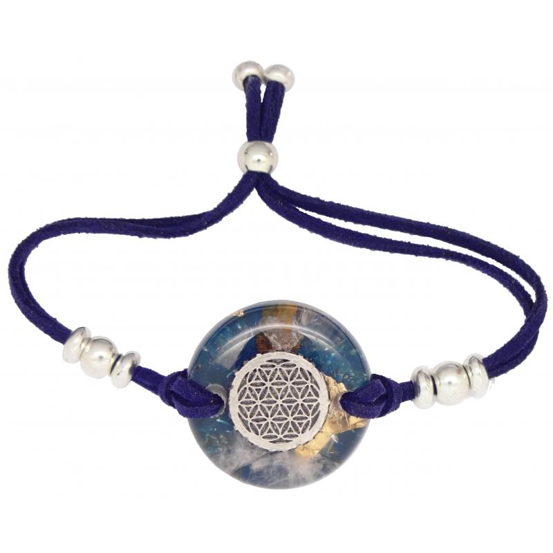 Pulsera Orgon Flor de la Vida Azul (3,2 cm Ajustable)